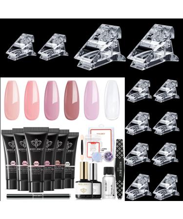 modelones Poly Nail Gel Kit with 10PCS Nail Tips Clip