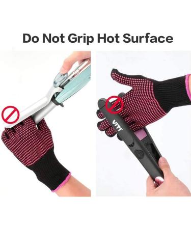LEEQ 2 Pieces Heat Resistant Gloves Silicone Non-Slip Gloves for Hair Styling Curling Iron Fit All Hand Sizes (Rose red Silicone dots) - Buy Online on SooperMarket.com