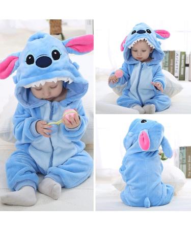 TMEOG Baby Romper Hooded Jumpsuit | Unisex 6-12 Months | Blue Star Design | Autumn Winter Flannel Clothing - Buy Online on SooperMarket.com
