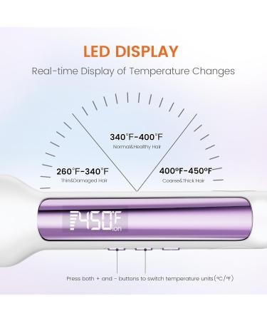Professional Hair Straightener | 1.65" Titanium Flat Iron | Fast Heating LED Temp Display 10 Temp Levels | International Shipping Available - Buy Online on SooperMarket.com