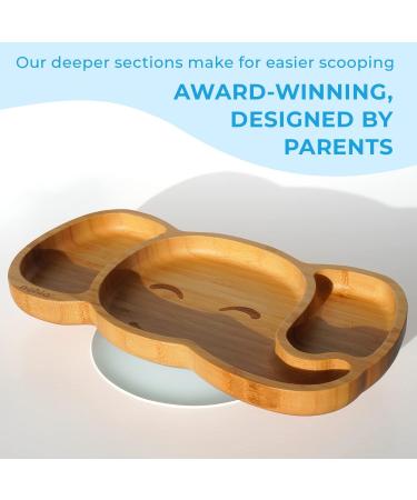 Nohla - Ezra The Elephant Bamboo Baby Weaning Plate | Spill-Proof Suction Base | 6+ Months | 100% Bamboo & FDA Silicone | BPA-Free | Grey - Buy Online on SooperMarket.com