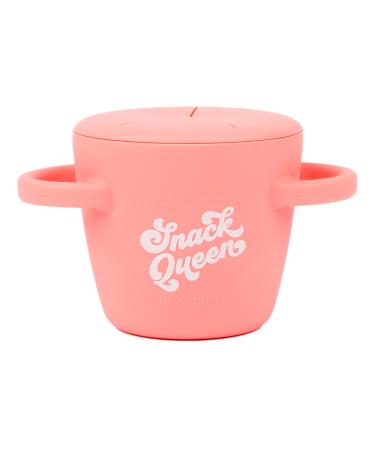 BELLA TUNNO Happy Snacker   Spill Proof Snack Cups for Toddlers and Babies  Snack Containers Made from Silicone BPA Free  Soft Opening & Removable Lid (Snack Queen)