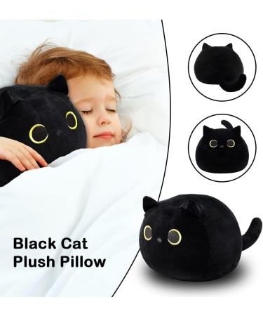 KOMUNJ Black Cat Plush 30cm - Soft Stuffed Animal Toy for Kids & Adults | Cute Cat Pillow Gift for Valentines & Birthday - Buy Online on SooperMarket.com