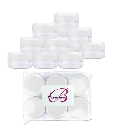 (Quantity: 18 Pieces) Beauticom 15G/15ML (0.5oz) Round Clear Jars with White Lids for Makeup Lotion Creams Eyeshadow Cosmetic Product Samples - BPA Free