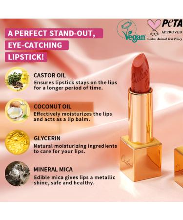 Oulac Love Particle Metallic Burgundy Lipstick - Vegan & Cruelty-Free High Impact Lipcolor 4.3g/0.15oz - Buy Online on SooperMarket.com