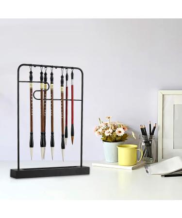 Jolensoy 9-Pins Calligraphy Sumi Brush Hanger - Metal Wenge Holder for Chinese Calligraphy Brushes - Perfect for Home Office or Study Room - Buy Online on SooperMarket.com