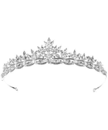 Minkissy Wedding Bridal Rhinestone Headpiece Bride Crystal Crown Headband Decoration (White)