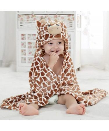 Gneliwm Baby Hooded Blanket Swaddle Wrap | Soft Plush Bath Towel for Newborns, Infants, and Toddlers - Brown - Buy Online on SooperMarket.com