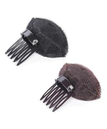 Invisible fluffy hair cushion sponge clip basic hair set fluffy princess style for women-girl hair jewelry (2-piece black)