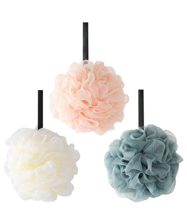 Shower Puff Loofah 3Pcs Mesh Puff Bath Sponge Body Exfoliating Mesh Shower Ball Shower Scrunchie for Men and Women