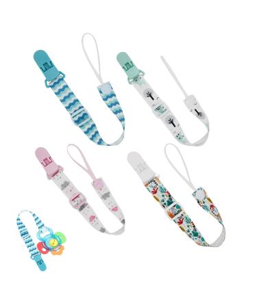 Baby pacifier chain clips 4pcs pacifier band baby pacifier chains with holder clip pacifier holder pacifier band fabric nipple band pacifier chains clips for girls boy