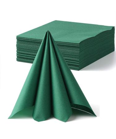 LEKOCH 50 PCS Disposable Green Christmas Napkins Air Laid Cloth-Like Napkins For Wedding Premium QUALITY 40x40