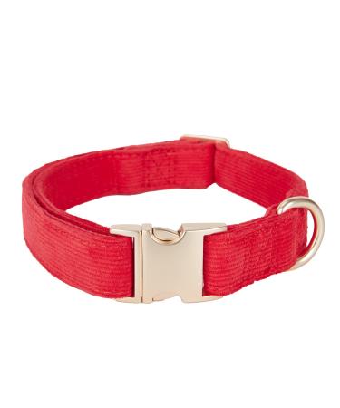 YUDOTE Ultra-soft dog collar natural cotton cord for large dogs with sensitive skin red L (1 pack) red