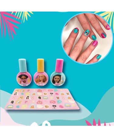 Barbie Children's Nail Varnish & Stickers Gift Set - Non-Toxic - Waterbase Polish - Peelable varnish - Gift - Buy Online on SooperMarket.com