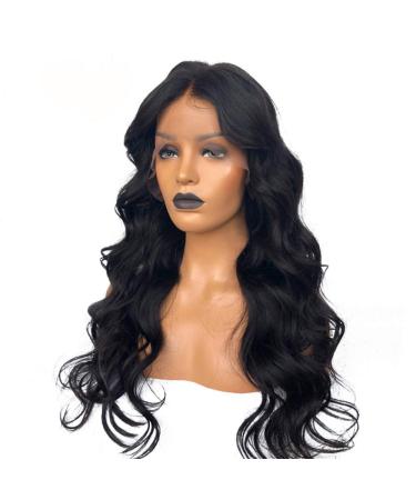 SHIYID Body Wave Lace Front Wig - Natural Hairline Black Color Synthetic Wig for Women | High-Temperature Fiber - Buy Online on SooperMarket.com