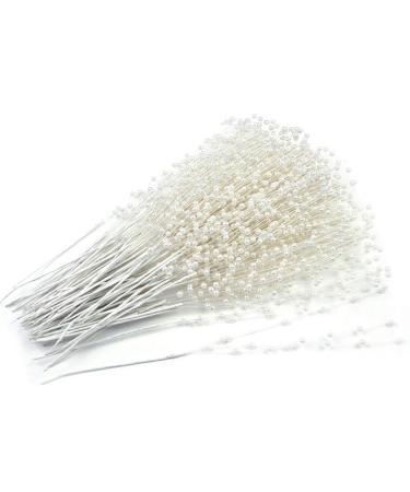 canjoyn 100 Stems Pearl Sticks Beading on Wire Stems for DIY Garland Bridal Wedding Pearl Bouquet Home Party Decor Craft (White)