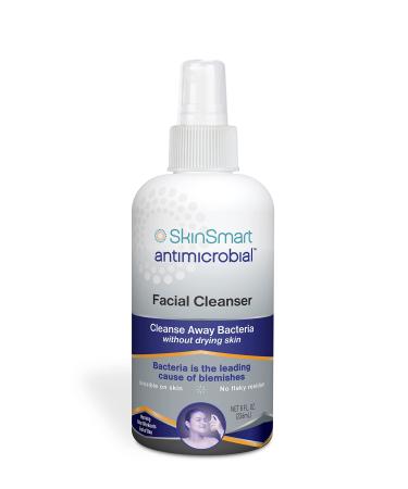 SkinSmart Facial Cleanser for Acne, Targets Bacteria for Active Teenage Athletes Post Workout and Adult Acne, 8 oz Spray Bottle, Safe for Multiple Daily Uses