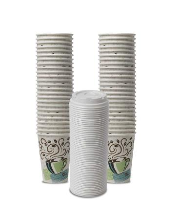 Dixie PerfecTouch WiseSize Coffee Design Insulated Paper Cup 12oz Cups and Lids Bundle (12 oz 50 Cups 50 Lids) 50 Count (Pack of 1)