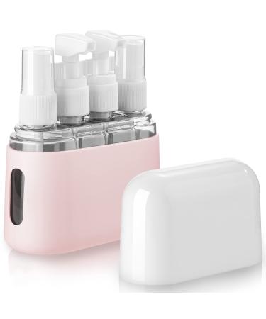 Madenia travel bottles set toilet article 50 ml clear air travel containers 4 pieces of liquid container for cosmetics with label and storage box pink