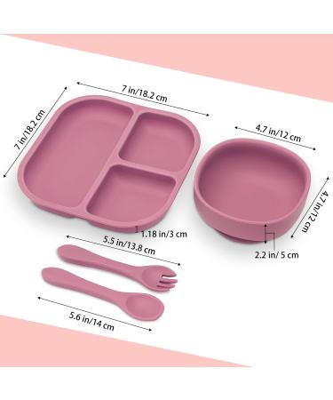 Mojinl Baby Silicone Dishes Set | 4-Piece BPA Free Suction Cup Tableware for Kids | Dishwasher Safe Pink Baby Dining Set - Buy Online on SooperMarket.com