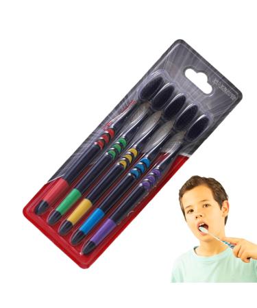Calakono Soft Bamboo Toothbrush Set for Adults | 5 Black Charcoal Toothbrushes in Various Colors | Eco-Friendly Oral Care - Buy Online on SooperMarket.com