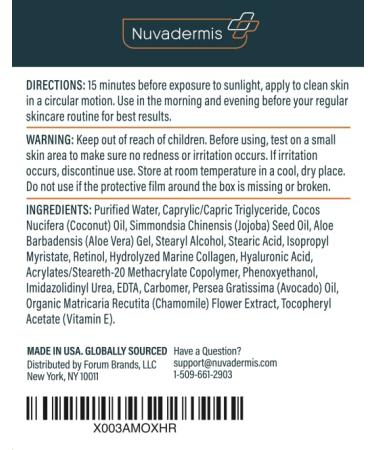 NUVADERMIS Collagen & Retinol Face Moisturizer 1.7 oz - Made in USA - Anti Aging Day & Night Cream for Women & Men - Buy Online on SooperMarket.com