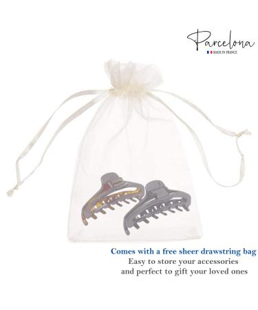 Parcelona French Slim Small Tortoise Shell Celluloid Hair Claw Clip - Brown/Black - Buy Online on SooperMarket.com