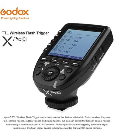 Godox Xpro-C TTL Wireless Flash Trigger for Canon - 1/8000s HSS, TTL/Manual, Large Screen, 5 Group Buttons - Buy Online on SooperMarket.com