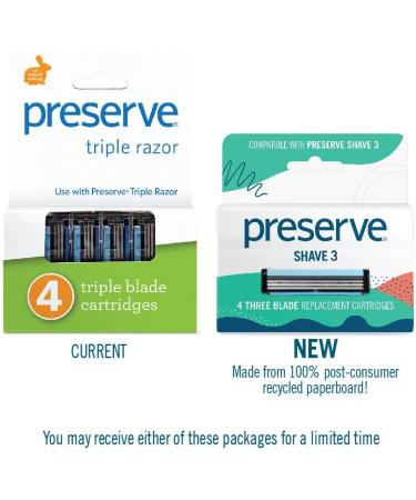 Preserve Shave 3 Razor Replacement Cartridges - 4 Count - Buy Online on SooperMarket.com
