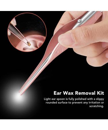 Rose Gold Ear Cleaning Kit with Light | Visible Ear Wax Removal Tool with Storage Box | Full Polishing | Ear Spoon for Gentle Ear Cleaning - Buy Online on SooperMarket.com