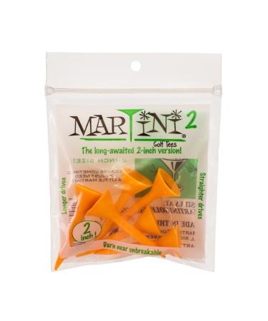 Martini 2 Golf Tees - 2 Inch - Virtually Unbreakable Orange