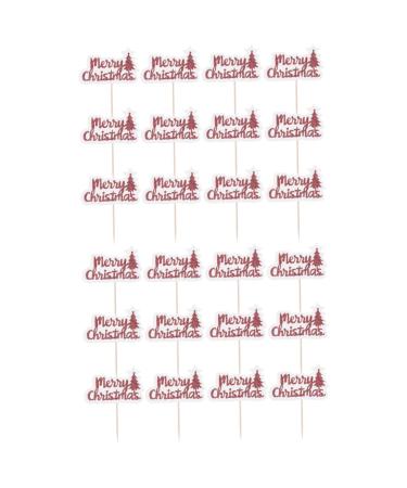 ABOOFAN 32 Pcs Christmas Cupcake Picks Christmas Birthday Cake Toppers Christmas Party Decoration Christmas Cake Insert Fruit Picks Cake Picks Topper Holiday Props Bamboo Paper Cup