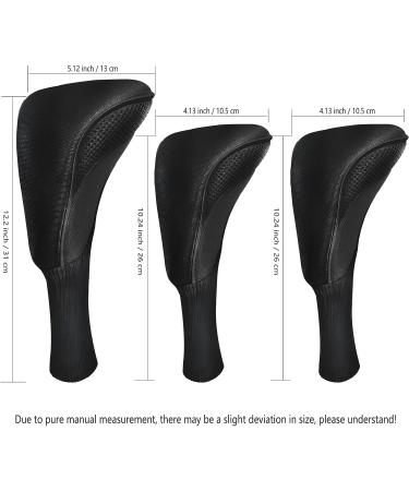 Golf Club Head Covers Set - Long Neck Mesh Sports Fan Design - 3 Pieces with Interchangeable No. Tags - Ideal Golf Accessories for Fairway Woods, Driver & Hybrids - Black - Men and Women - Buy Online on SooperMarket.com