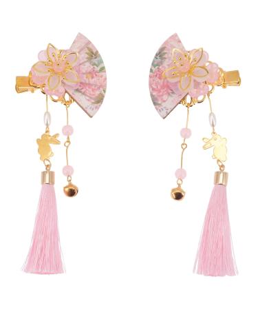 FRCOLOR 2Pcs Japanese Style Hairpins Tassel Kimono Flower Hair Clip Traditional Duckbill Hair Barrettes Hair Accessory for Women Girls