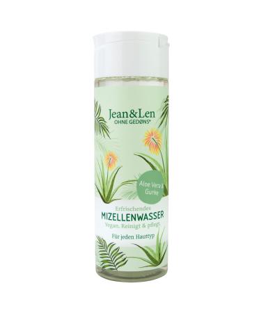 Jean & len refreshing micella water aloe vera & cucumber suitable for every skin type cleans and cares for the skin gently frees the skin from make-up without silicones parabens & alcohol vegan 200 ml