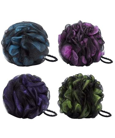 4 pack bath shower sponge jollyjelly mesh bathroom luffa double mesh body scrubber brush for women men peeling skin clean soothe skin (mix -4 pack) 4PCs