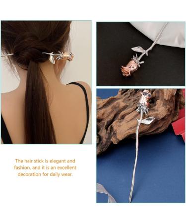 minkissy Metal Chopsticks Metal Chopsticks Rose Metal Hairpin Hanfu Headdress Sticks Bun Hair Pin Chignon Pin Women Girls Hair Accessories Hair Accessories Hair Accessories - Buy Online on SooperMarket.com