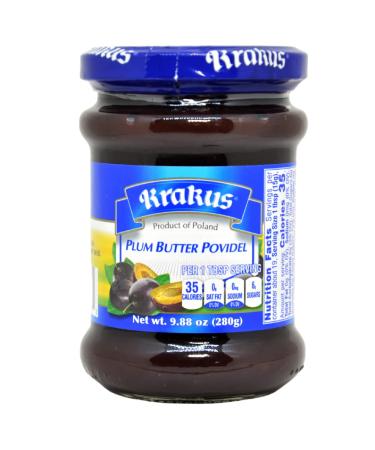 Wyked Yummy Fruit Butter Bundle - 2 Jars of Krakus Plum Butter Povidel (9.88 oz each) with Spreader Knife and Jar Scraper - Buy Online on SooperMarket.com