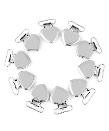 Pacifier Holder Suspender Clips 10 Pieces Metal Heart Shape Insert Pacifier Holder Suspender Clips for Home Craft