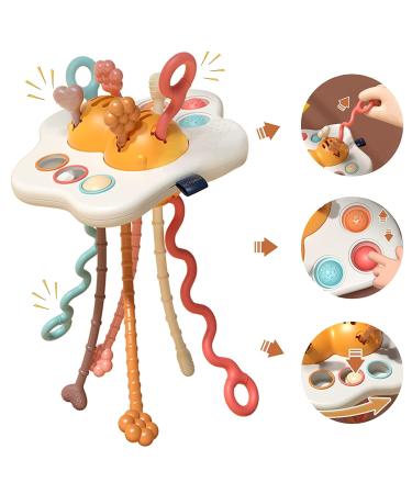 Jiosdo Montessori toy from 6 months silicone tensile cord tooth sensors toys baby toys motoric toy montessori toy baby gifts for baby 18 months (set egg)