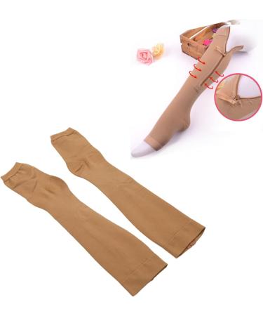 Shop Compression Stockings with Zipper - Open Toe Calf & Knee Socks (L) | Comfortable & Supportive International Shipping - Buy Online on SooperMarket.com