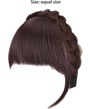 Fluffy Fake Hair Band Bangs Braid Headband Wig Bangs Headband with Bangs Fluffy Front Fake Bangs Non slip Headband Hair Extensions for Women Girls - Dark Brown - Buy Online on SooperMarket.com