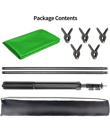 Hemmotop 5x6.5ft Green Screen Backdrop Kit for Photography, Chromakey Virtual Background for Zoom & YouTube - Includes Stand, Sheet, and 5 Clamps - Buy Online on SooperMarket.com