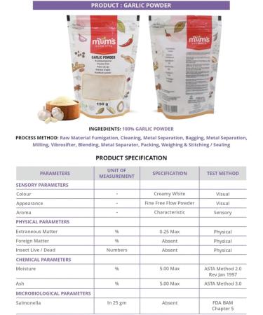 Mum's Premium Garlic Powder 150g - High-Quality Seasoning for Cooking - Buy Online on SooperMarket.com