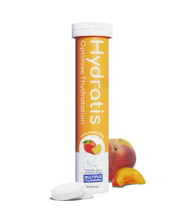 HYDRATIS - Peach Effervescent Lozenges - Optimizes Hydration - Rich in Minerals - Low Sugar - Light Tastes - Sport Cramps Recovery - 20 Lozenges 1 Tube white