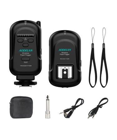 AODELAN Wireless Flash Trigger Transmitter and Receiver Set, Wireless Remote Speedlite Trigger with 3.5mm PC Receiver for Flash Units with Universal Hot Shoe Wireless Flash Trigger Set