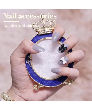 Nail Art Charms 3D Nail Jewels Black White Bow Shape Pearl Nail Art Decoration Nail Accessories for Women Girls (Black&White Bow) - Buy Online on SooperMarket.com
