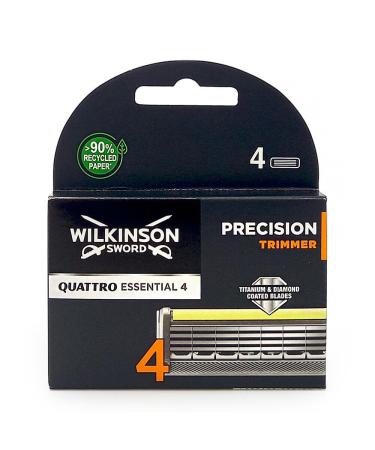 Wilkinson Sword Quattro Titanium Precision Razor Blades for Men's Shavers 4 Pieces 4 pieces (1 pack)