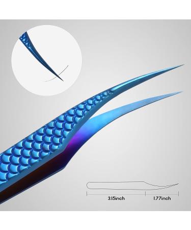 FEITA Diamond Grip Eyelash Extensions Tweezer 2Pcs - Japanese Steel Dolphin-shaped Precision Tweezers for False Lashes Application - Blue - Buy Online on SooperMarket.com