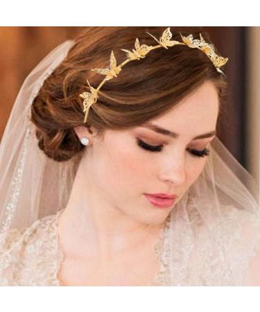 CAKURE Gold Butterfly Crown Tiara Headband - Goddess Headpiece for Party, Prom, Birthday - Metal Butterflies Hair Accessories - Buy Online on SooperMarket.com